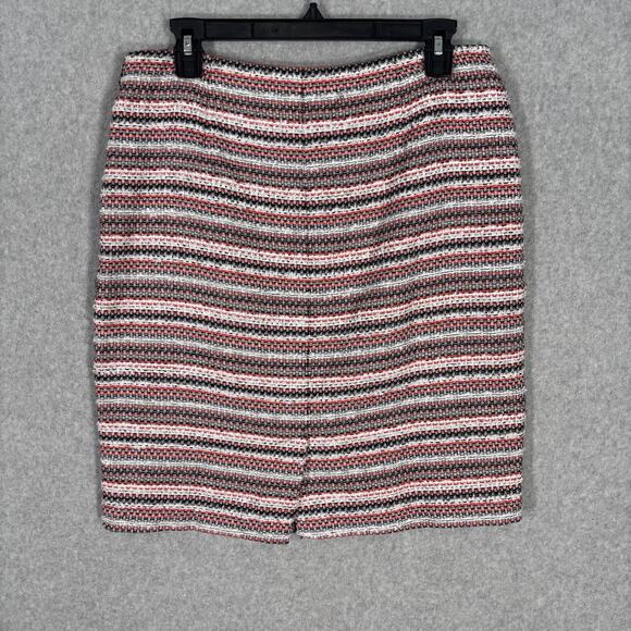 Halogen Tweed Mini‎ Skirt 8 Orange Textured Zipper Pockets Old Money Academia - Picture 8 of 13